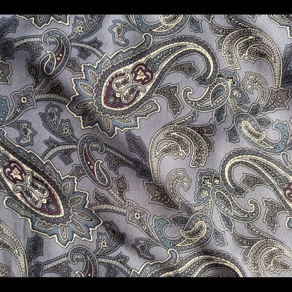 Rena Rowen Womens 24W Silk Collared Paisley Button Up Long Sleeve V Neck Top - Picture 5 of 6